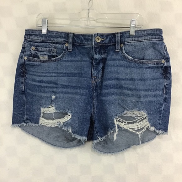 torrid Pants - Torrid Size 12 Distressed Denim Shorts Medium Wash Raw Hem‎ Cutoff Distruction